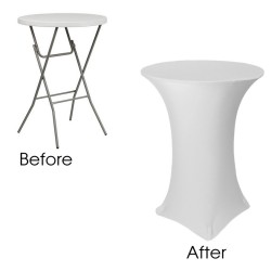 Spandex Cocktail Table Cover-White (Cover Only)